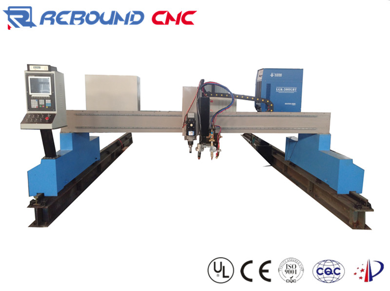 Gantry type CNC cutting machines for thick iron/steel with plasma gas and drilling torch  